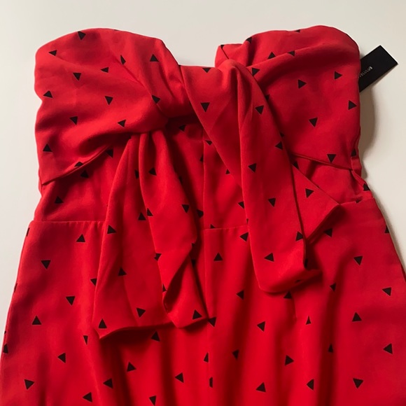 Lulu’s Nectar Red Print Strapless Tie-Front Jumpsuit - Picture 4 of 9